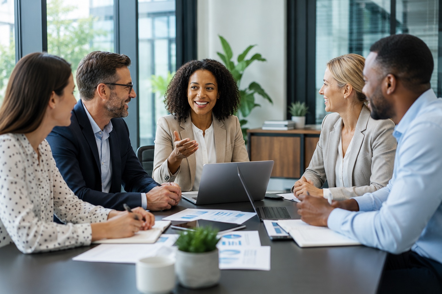 A collaborative business meeting with HR and operations leaders